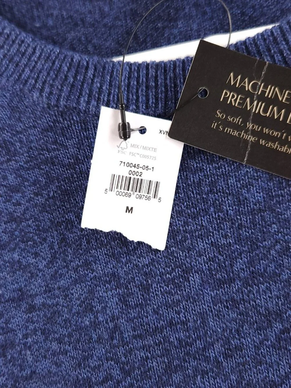NWT Banana Republic Premium Luxe Yarn Blue Heathered Sweater Knit Crew Pullover